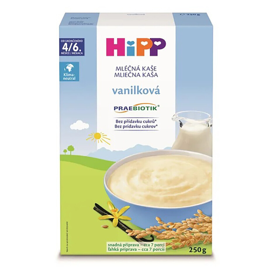 HIPP Praebiotik mléčná kaša prvá vanilková BIO 250 g, poškodený obal