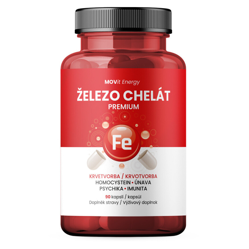 MOVIT ENERGY Železo chelát premium 90 kapsúl, poškodený obal