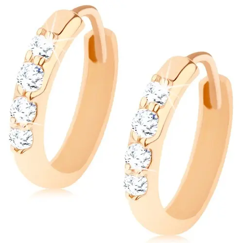 Kĺbové náušnice zo 14K zlata - krúžky zdobené líniou čírych zirkónikov