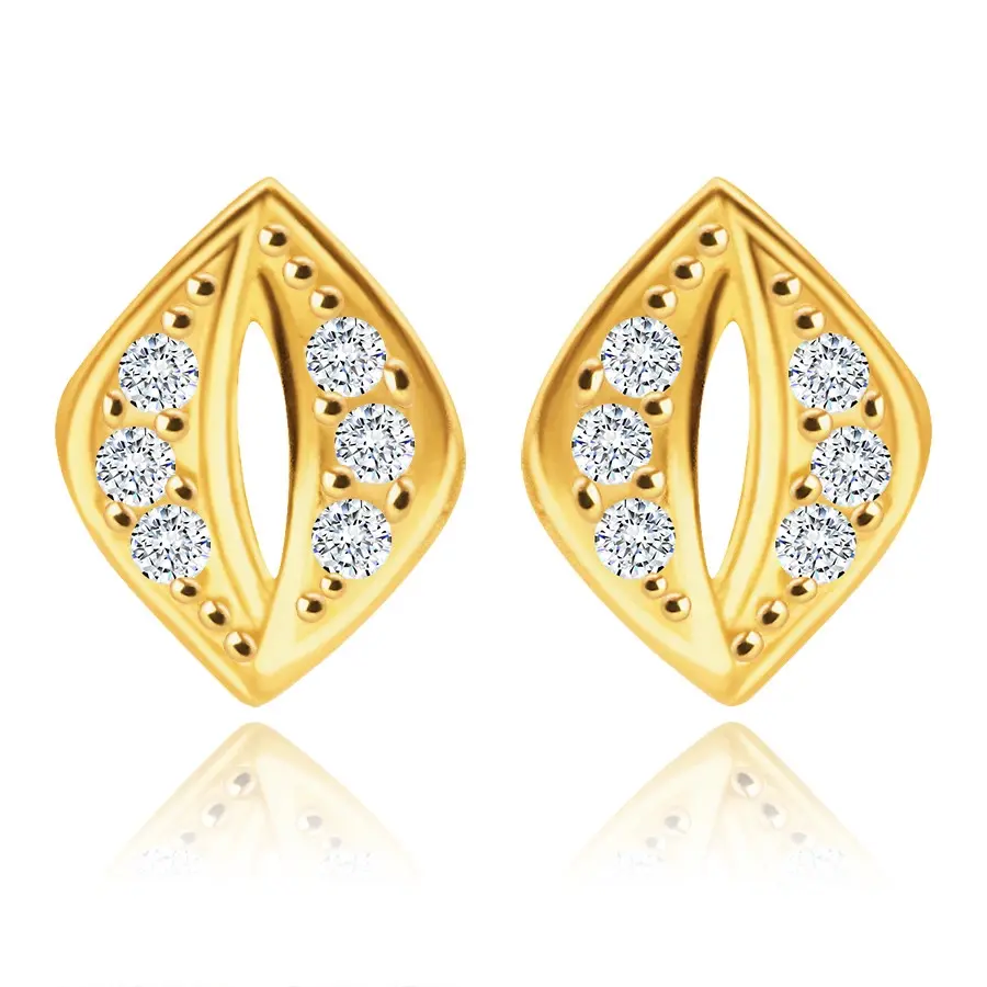 Náušnice v žltom zlate 585 - zrniečko s okrúhlymi čírymi zirkónikmi