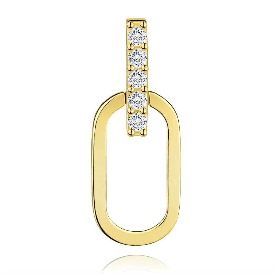 Zlatý prívesok 9K s oválnym očkom a zirkónovou líniou