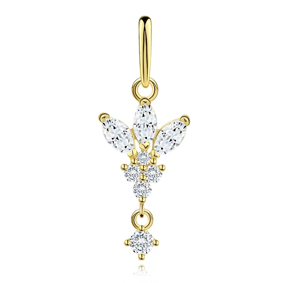 Zlatý prívesok 9K s kvetinovým motívom a čírymi zirkónmi