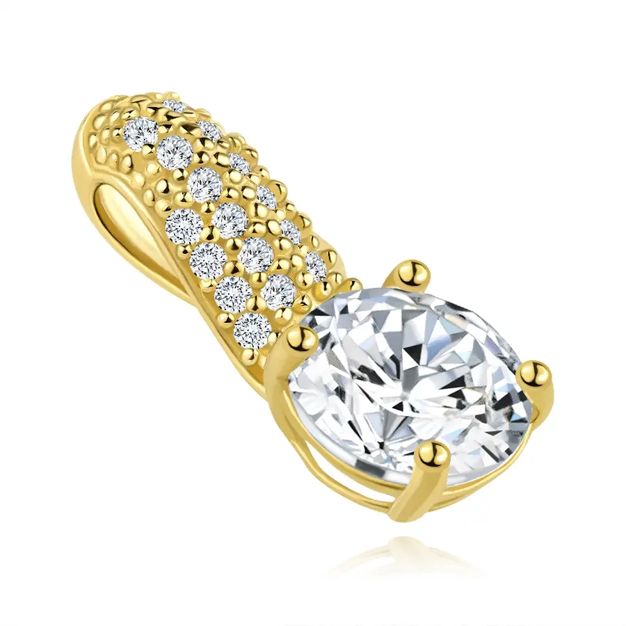 Zlatý prívesok 9K s okrúhlym čírym zirkónom a zdobeným očkom