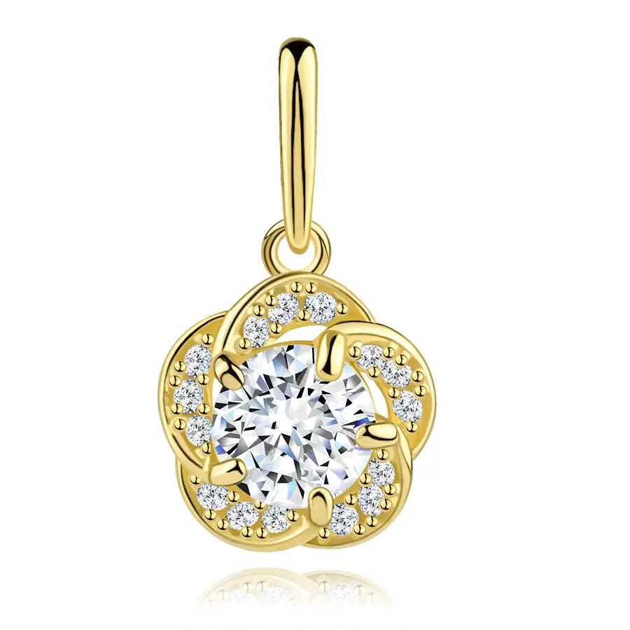 Zlatý prívesok 9K v podobe kvetu s prekrývajúcimi sa lupeňmi a zirkónmi