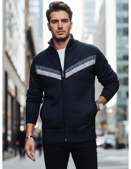 Pánsky tmavomodrý sveter na zips