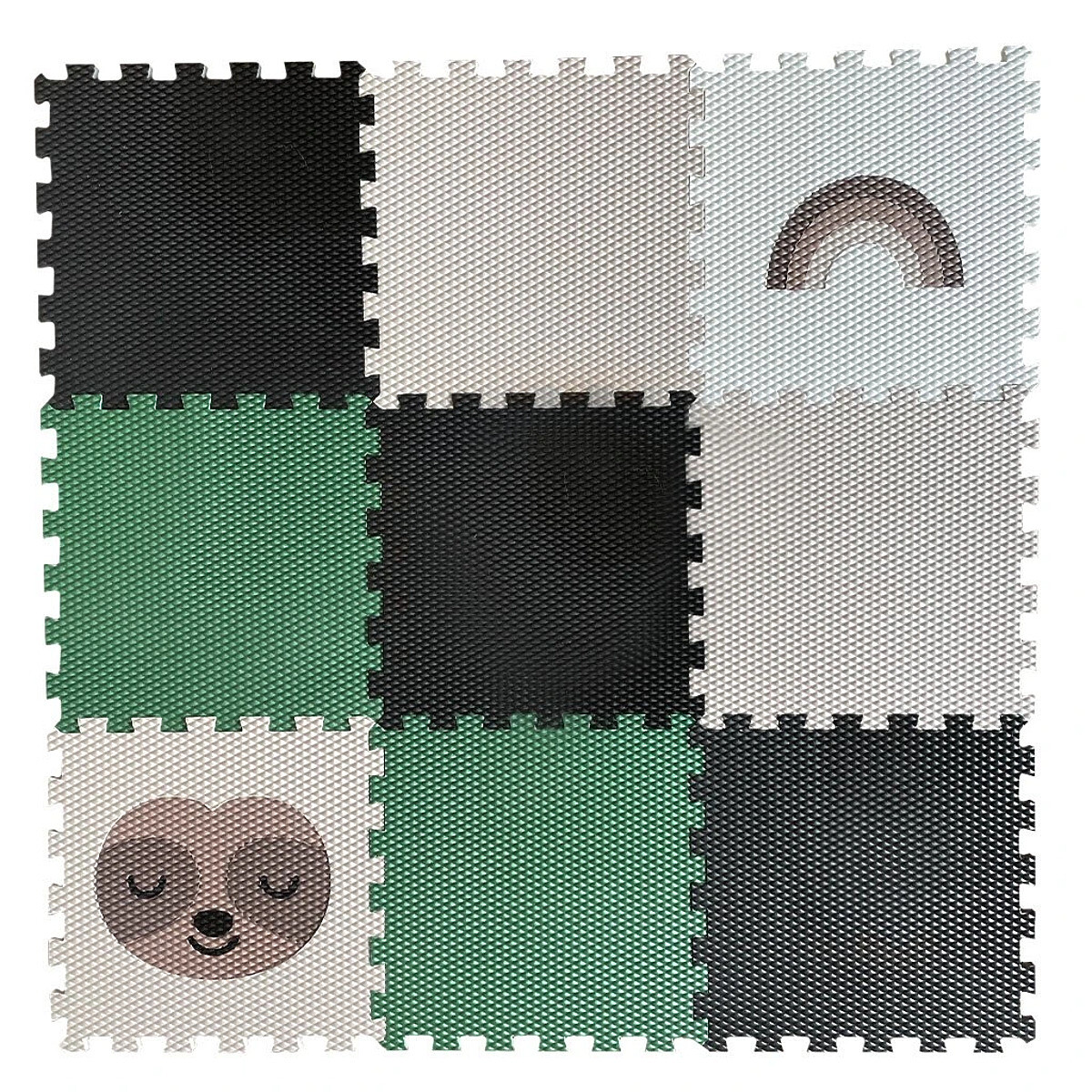 VYLEN foam puzzle floor for kids štvorec čierna zelená