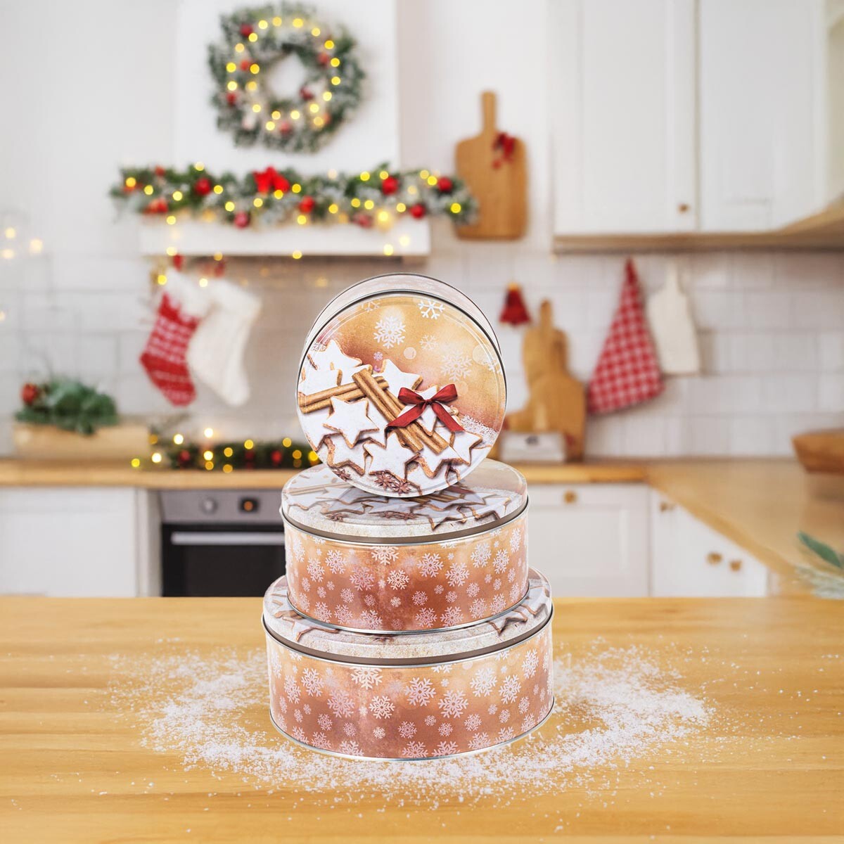 Okrúhle nádobky na cukríky Škorica, sada 3 ks