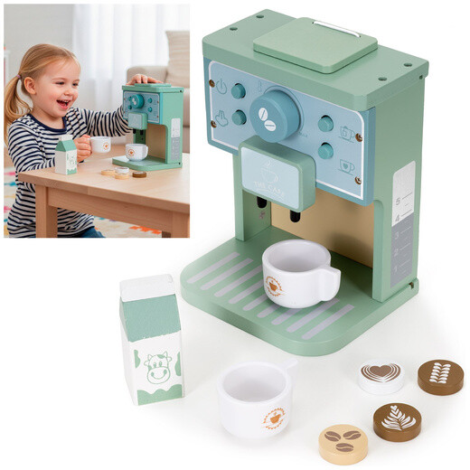 Detský drevený kávovar s pohármi - 8 dielov, viacfarebný