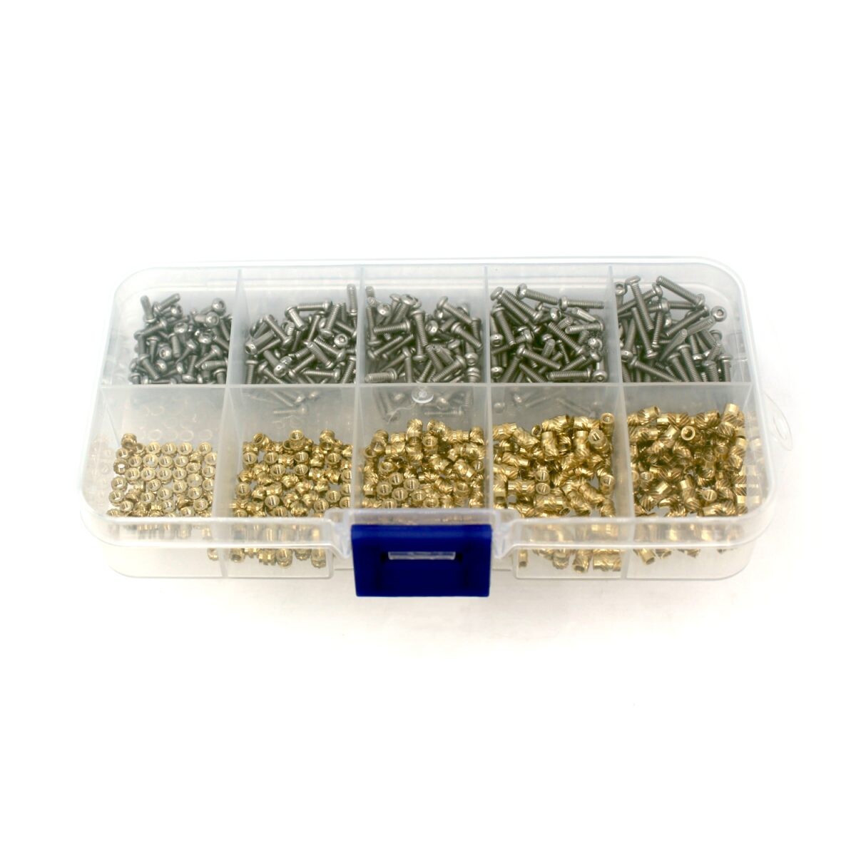 Sada mosadzných závitových vložiek a skrutiek - 600ks, M2 v rôznych dĺžkach