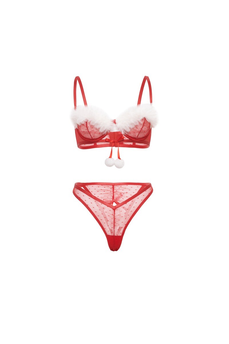 Červený dvojdielny vianočný set April