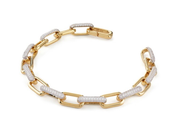 Guess Výrazný pozlátený náramok s kubickými zirkónmi Nuansy JSBB04534JWYG 18,5 cm