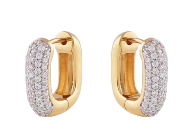 Guess Pozlátené oválne náušnice s kubickými zirkónmi Nuance JSBE04532JWYGT/U