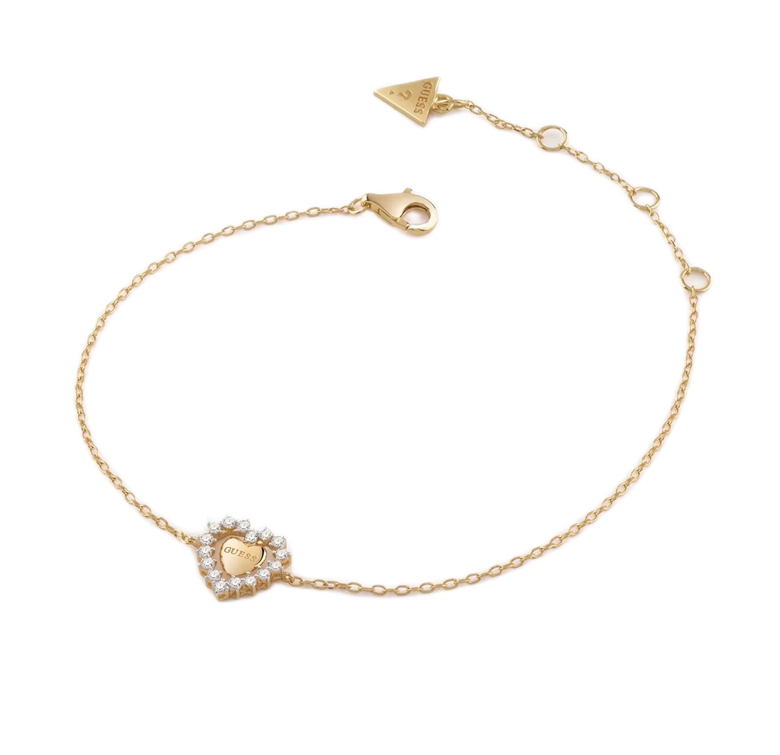 Guess Pozlátený strieborný náramok Heart Jardin JSBB04454JWYG 18,5 cm