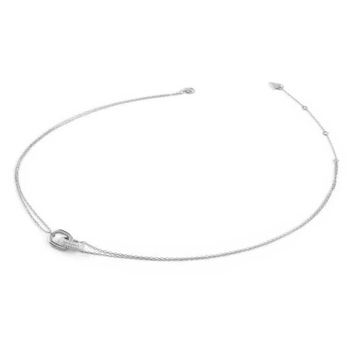 Guess Dvojitý strieborný náhrdelník so zirkónmi Nuansy JSBN04550JWRHT/U