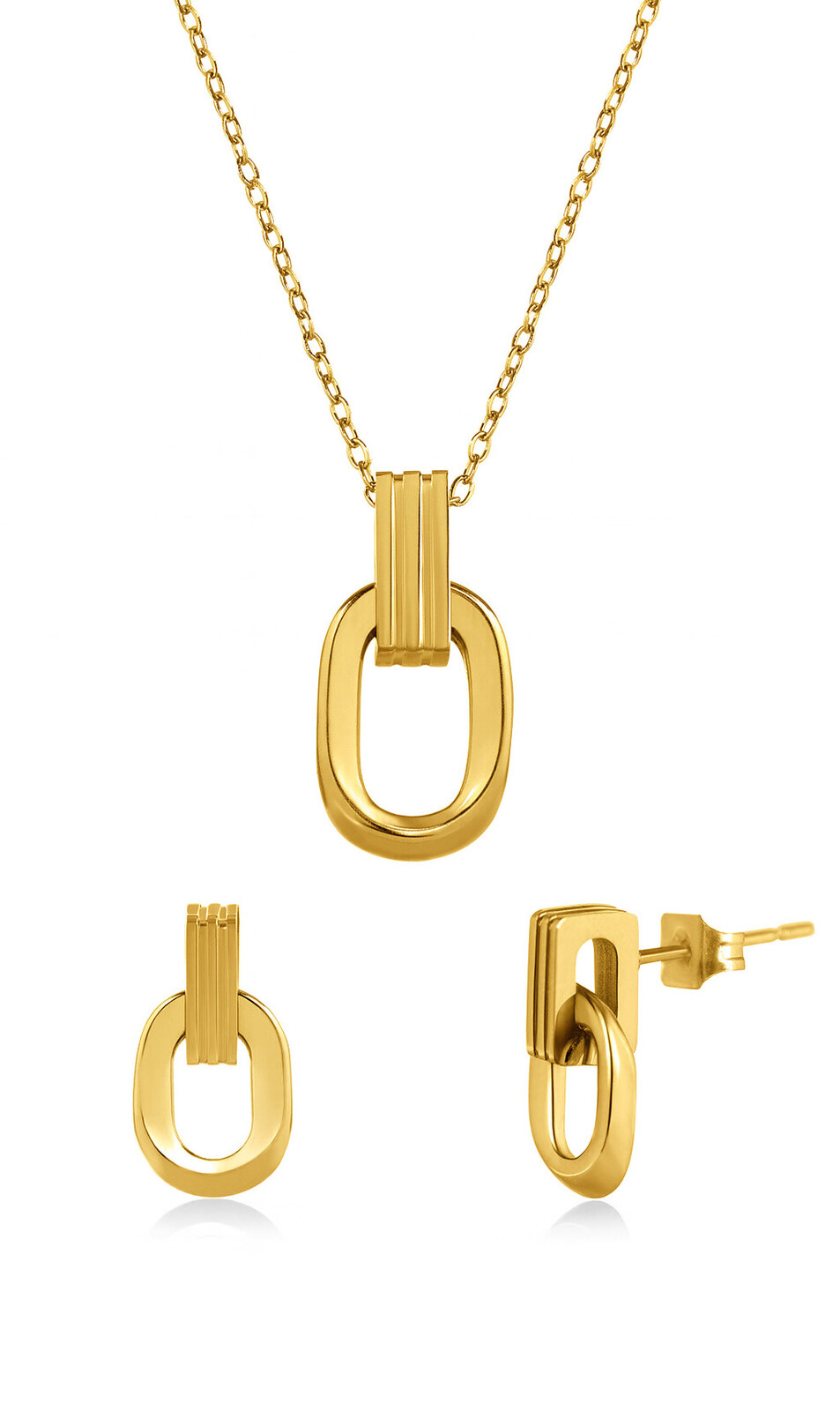 Troli Pozlátená sada minimalistických šperkov (náušnice, retiazka, prívesok)