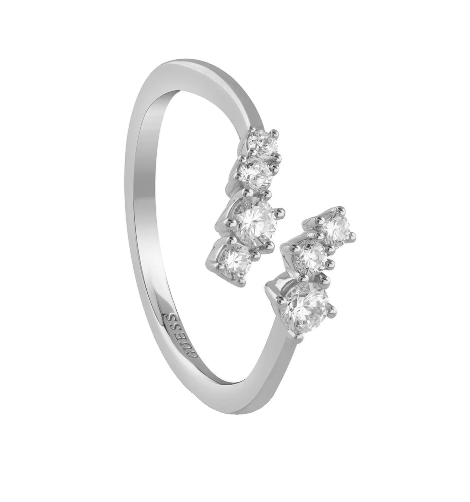 Guess Otvorený strieborný prsteň so zirkónmi Jardin JSBR04477JWRH 54 mm