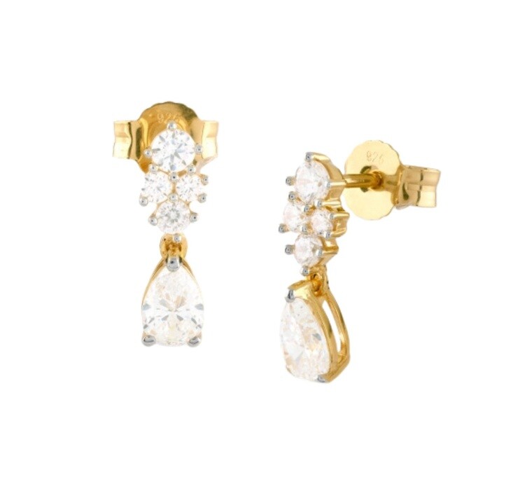 Guess Trblietavé visiace náušnice z pozláteného striebra Jardin JSBE04492JWYGT/U