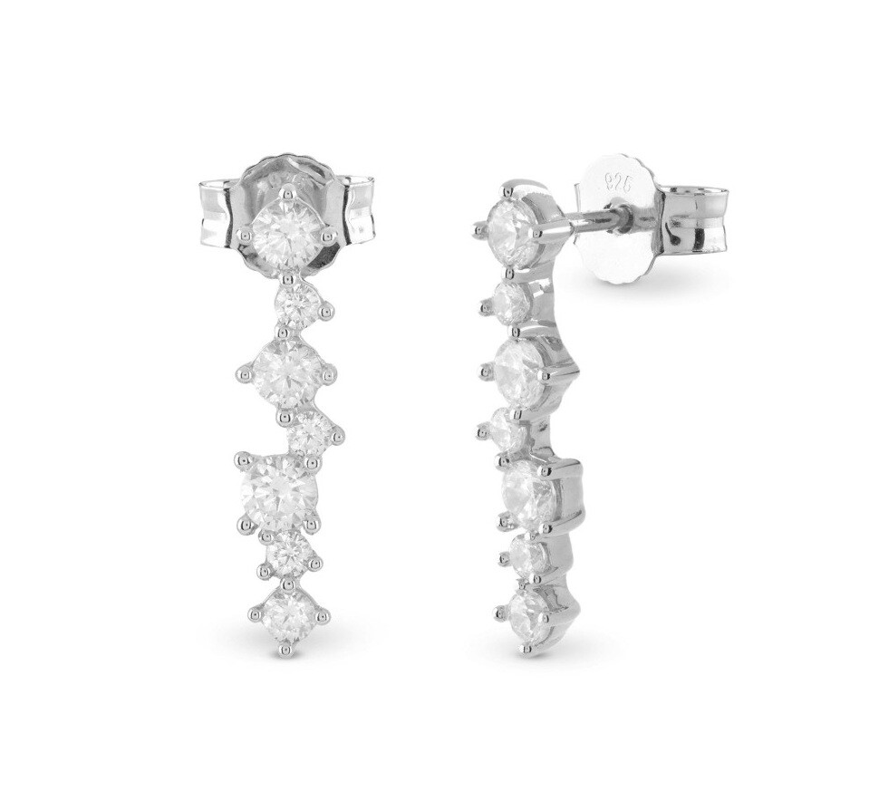 Guess Strieborné visiace náušnice so zirkónmi Jardin JSBE04494JWRHT/U