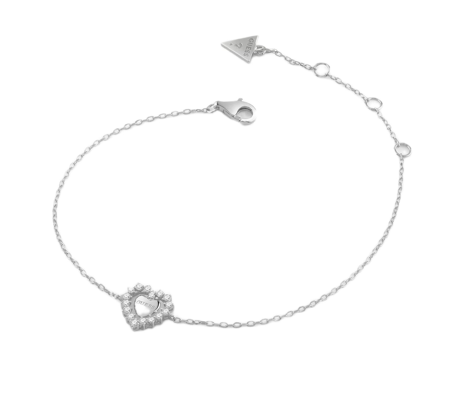 Guess Strieborný dámsky náramok Heart Jardin JSBB04457JWRH 18,5 cm