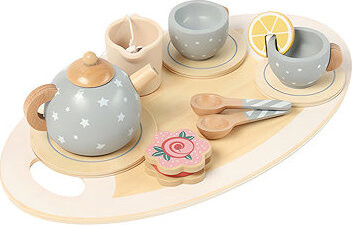 Kruzzel 26394 Dřevěný čajový set, 13 ks