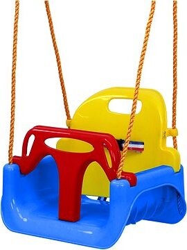 Aga4Kids Detská hojdačka s ohrádkou modrá/žltá