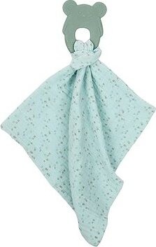 Nattou hryzadlo silikónové bez BPA s bavlnenou dečkou 28 × 28 cm mint