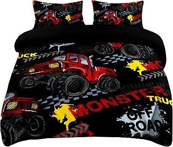 CARBOTEX 3-dielna súprava obliečok 140 × 200 cm – Červený Monster Truck