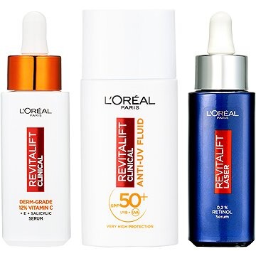 L'ORÉAL PARIS Revitalift Laser X3 Retinol Night 30 ml + Clinical sérum 30 ml + SPF50+ Fluid 50 ml
