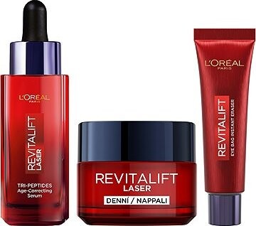 L'ORÉAL PARIS Revitalift Laser 30 ml + Day Cream 50 ml + Eye Bag Instant Eraser 15 ml