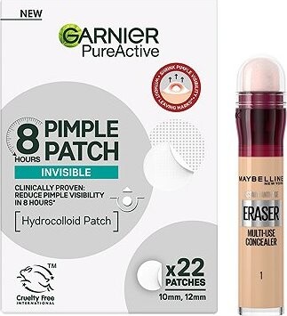 GARNIER Pimple Patch 22 ks + MAYBELLINE NEW YORK Instant Anti-Age Eraser Light 6,8 ml