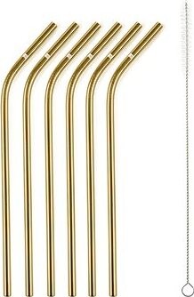 G21 BeEco Party 6 ks, kovové, zlaté, zahnuté + kefka na čistenie