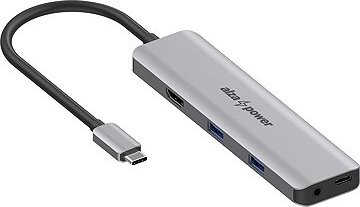 AlzaPower Metal USB-C Dock Station 5 v 1 (140 W) vesmírne sivá