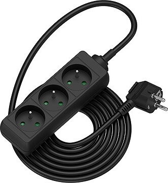 AlzaPower predlžovací prívod 230 V 3 zásuvky 3 m čierny