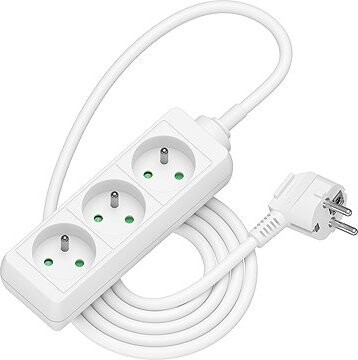 AlzaPower predlžovací prívod 230 V 3 zásuvky 2 m biely