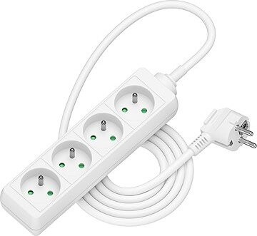 AlzaPower predlžovací prívod 230 V 4 zásuvky 2 m biely