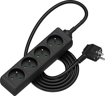 AlzaPower predlžovací prívod 230 V 4 zásuvky 1,5 m čierny