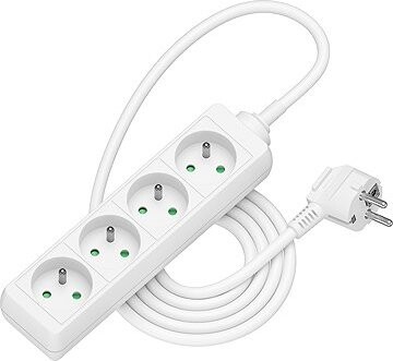 AlzaPower predlžovací prívod 230 V 4 zásuvky 1,5 m biely