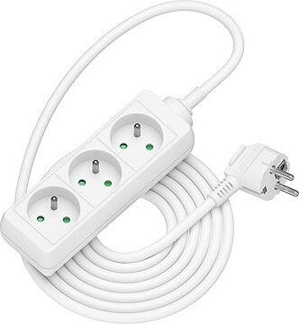 AlzaPower predlžovací prívod 230 V 3 zásuvky 3 m biely