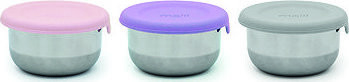 Melii Nerezové dózy 89 ml 3 ks se silikonovým víčkem růžová/šedá