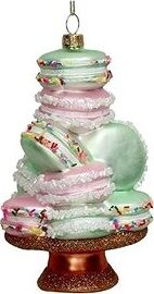 COLMORE BY DIGA Vianočná ozdoba tácka s makrónkami zeleno-ružovými