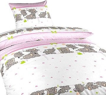Dadka Obliečky krep Slony ružové 140 × 200, 70 × 90 cm