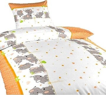 Dadka Obliečky bavlna Slony oranžové 140 × 200, 70 × 90 cm