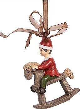 Clayre & Eef Závěsná dekorace chlapec na houpacím koníkovi