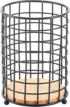 MSV Stojan na příbory Elie 1, matná černá, ocel, dřevo