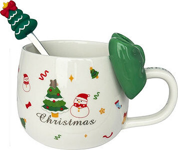 eCa KB25ZIE Vianočný keramický hrnček s lyžičkou, 400 ml