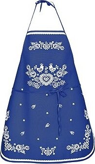 Forbyt Kuchyňská zástěra Folk podklad modrý 64 × 76 cm