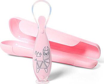 BabyOno lyžička s obalom ružová 6 m+