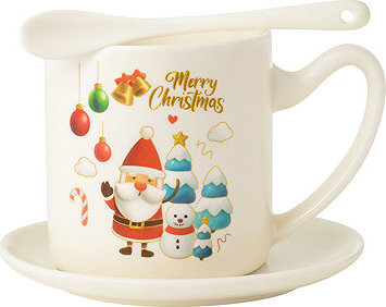 eCa KB20WZ1 Vianočný keramický hrnček s lyžičkou a tanierikom, 400 ml