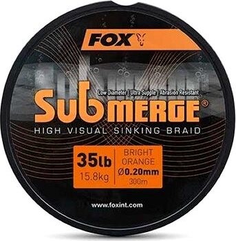 FOX šnúra Submerge Orange Sinking Braid 300 m, 0,30 mm, 24,9 kg