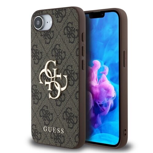 Guess PU 4G Metal Logo Zadní Kryt pro iPhone SE4 Brown